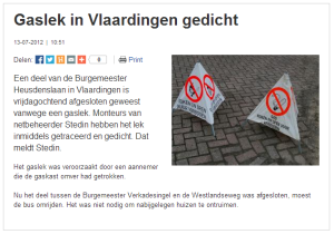 't Groene doos je naar een gaslek in Vlaardingen, bron: www.rijnmond.nl